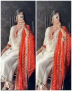 Premium Ivory Rust Silk Suit