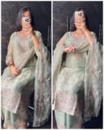 Premium Crush Tissue Embroidered Fit - Pastel light Green