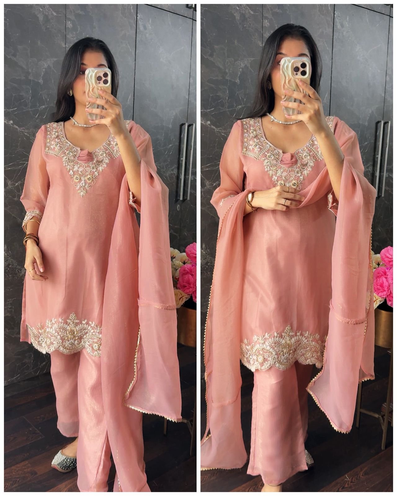 WhatsApp Image 2026-08-27 at 19.58.27 (2) Premium Crush Georgette Short kurta Set - - Image 1
