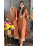 Crush silk Gotta Detailing Coord with Potli - Image 2
