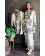 Premium FARSHI laser Cut Kora Cotton Coord - Image 2