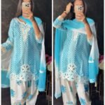 Premium Cotton FARSHI floral Suit - blue