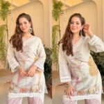 Premium Chanderi Cotton Cross Stitched Coord - Beige
