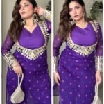 3-Piece Bustier Chiffon Set - Purple