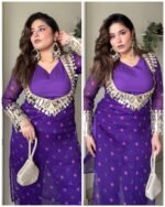 3-Piece Bustier Chiffon Set - Purple