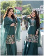 Premium Crush Handwork Suit -Teal - Image 2