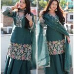 Premium Crush Handwork Suit -Teal