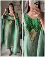 Emerald Noor – Handworked Crush Tissue 3-Piece Suit Set - Image 2