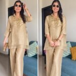 Gold Luxe -Handworked Crush Tissue Co-ord Set