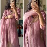 Aafreen Angrakha Anarkali -Mauve Pink