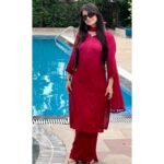 Dual-toned ombre chikankari set - Red