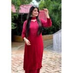 Dual-toned ombre chikankari set - Red - Image 3