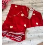 Heart hand-woven saree - Red
