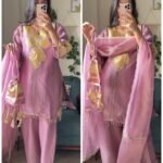 Lilac Jalwa  -4-Piece Crush Tissue Ensemble