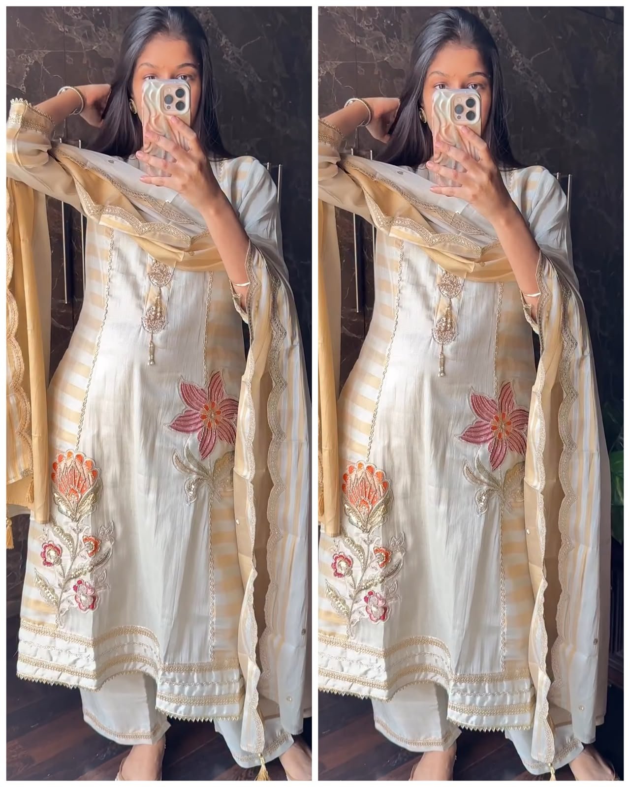 WhatsApp Image 2026-10-01 at 19.35.26 Pearl Blossom – Premium Tissue A-Line Suit - Image 1