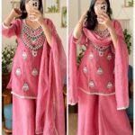 Pink Charm suit set  - jwellery neckline