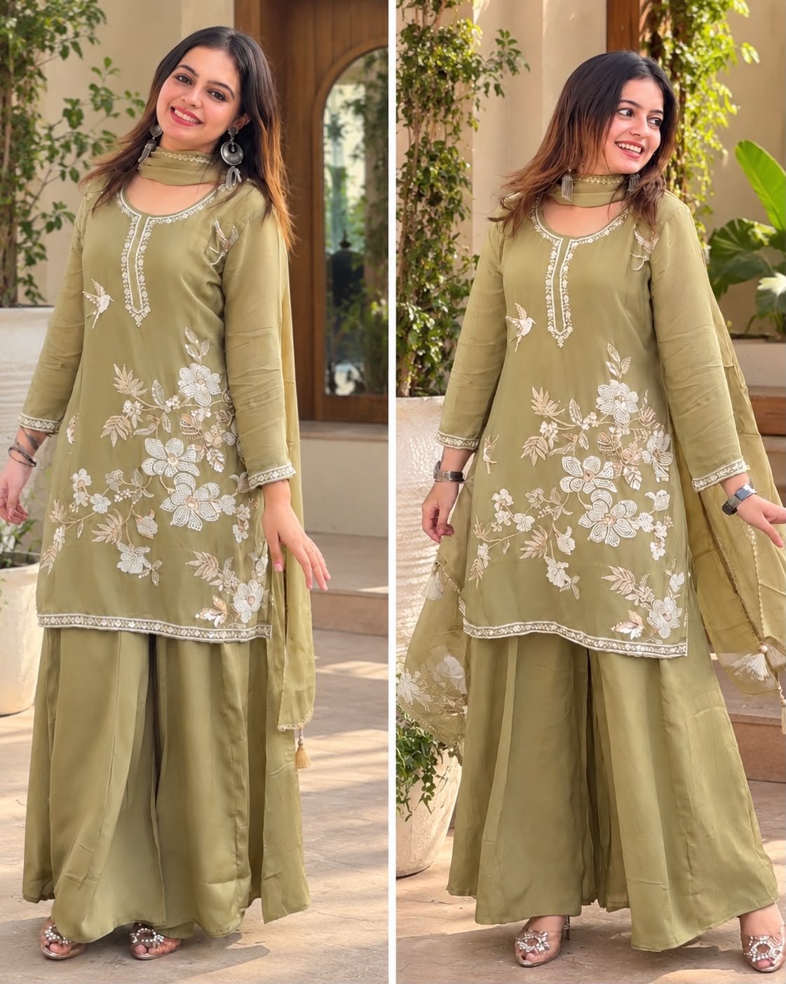 WhatsApp Image 2026-10-10 at 19.04.22 Olive Noor – Premium Chinon Embroidered Three-Piece Set - Image 1