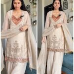 Ivory Zareen – Premium Shimmer Organza Hand-Embroidered Three-Piece Set
