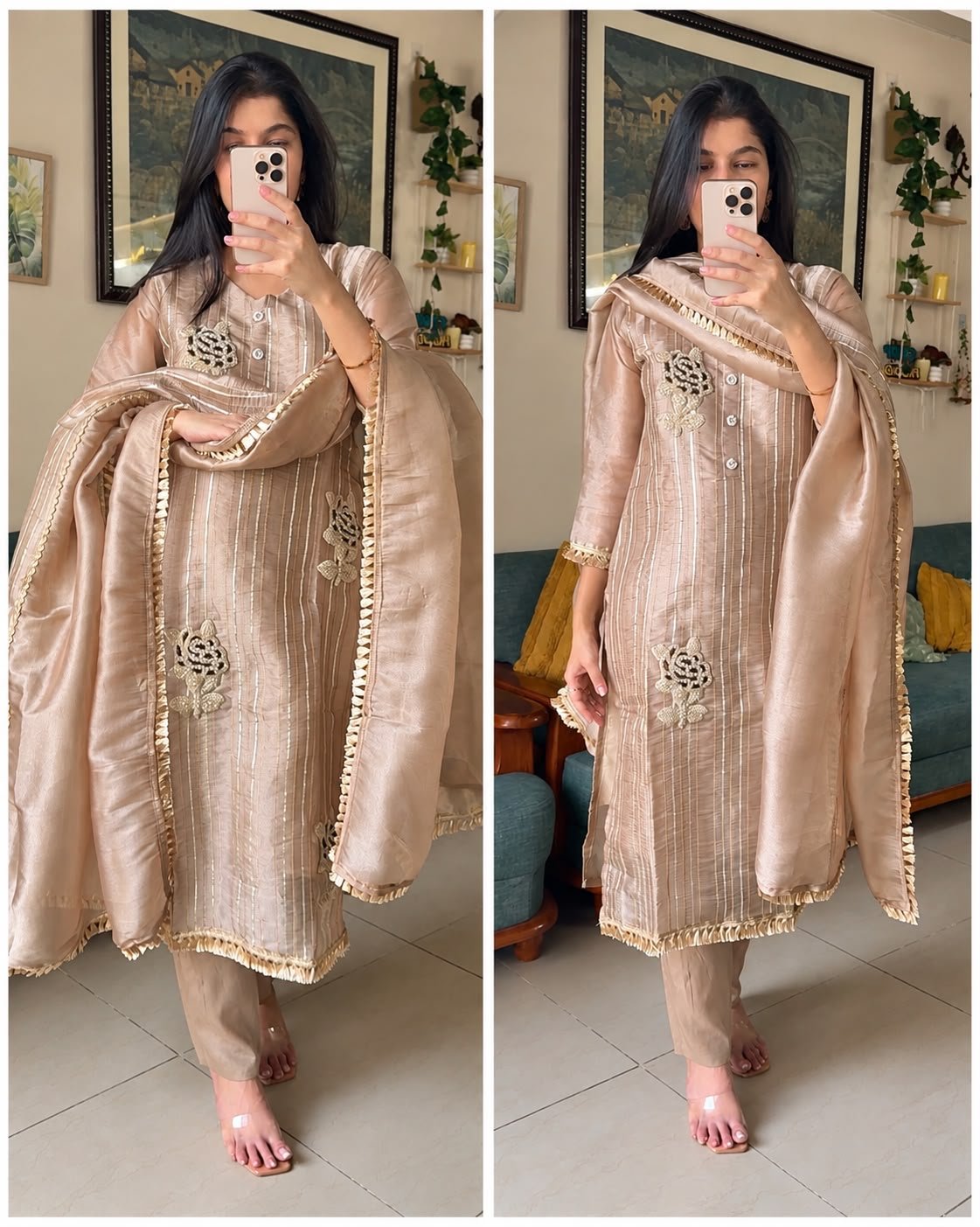WhatsApp Image 2026-10-14 at 18.51.46 (1) The Champagne Shehzadi-Luxury Zari Tissue 3-Piece Suit - Image 1