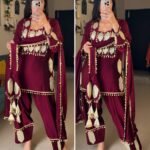 Mahira Wine -Karwa Chauth Special Premium Silk Four Piece Set