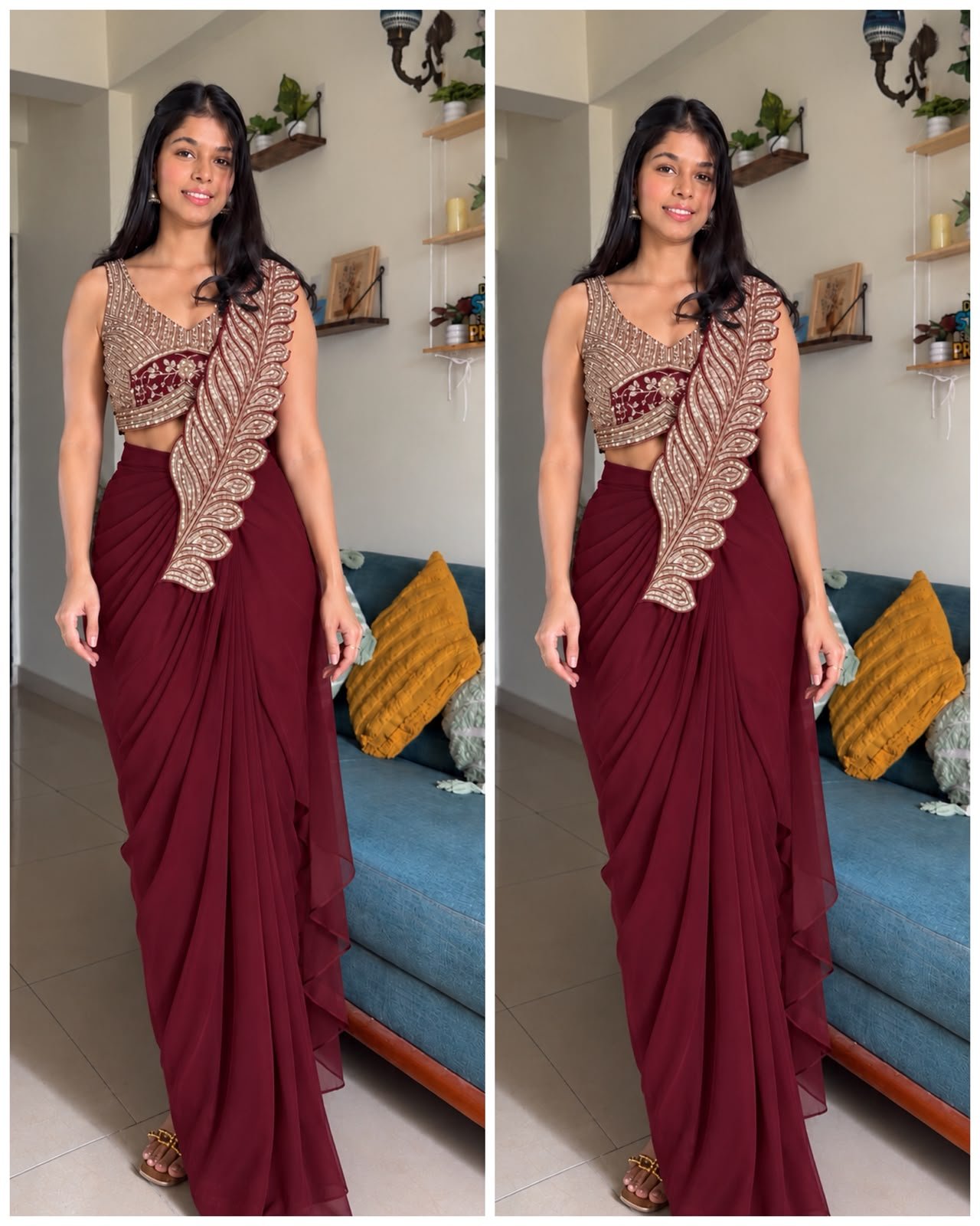 WhatsApp Image 2026-10-17 at 19.30.53 (1) The Wine Royale – Luxury Pre-Draped Saree - Image 1