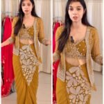 The Noor-e-Zari | Premium 3-Piece Pre-Draped Jacket Saree - mustard