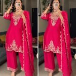 The Scarlet Begum Embroidered Set -Hot Pink