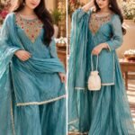 The Neel Noor Jewellery Neckline Suit