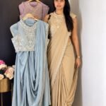 The Royal Aura Pre-Draped Saree Beige