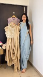 The Royal Aura Pre-Draped Saree Blue