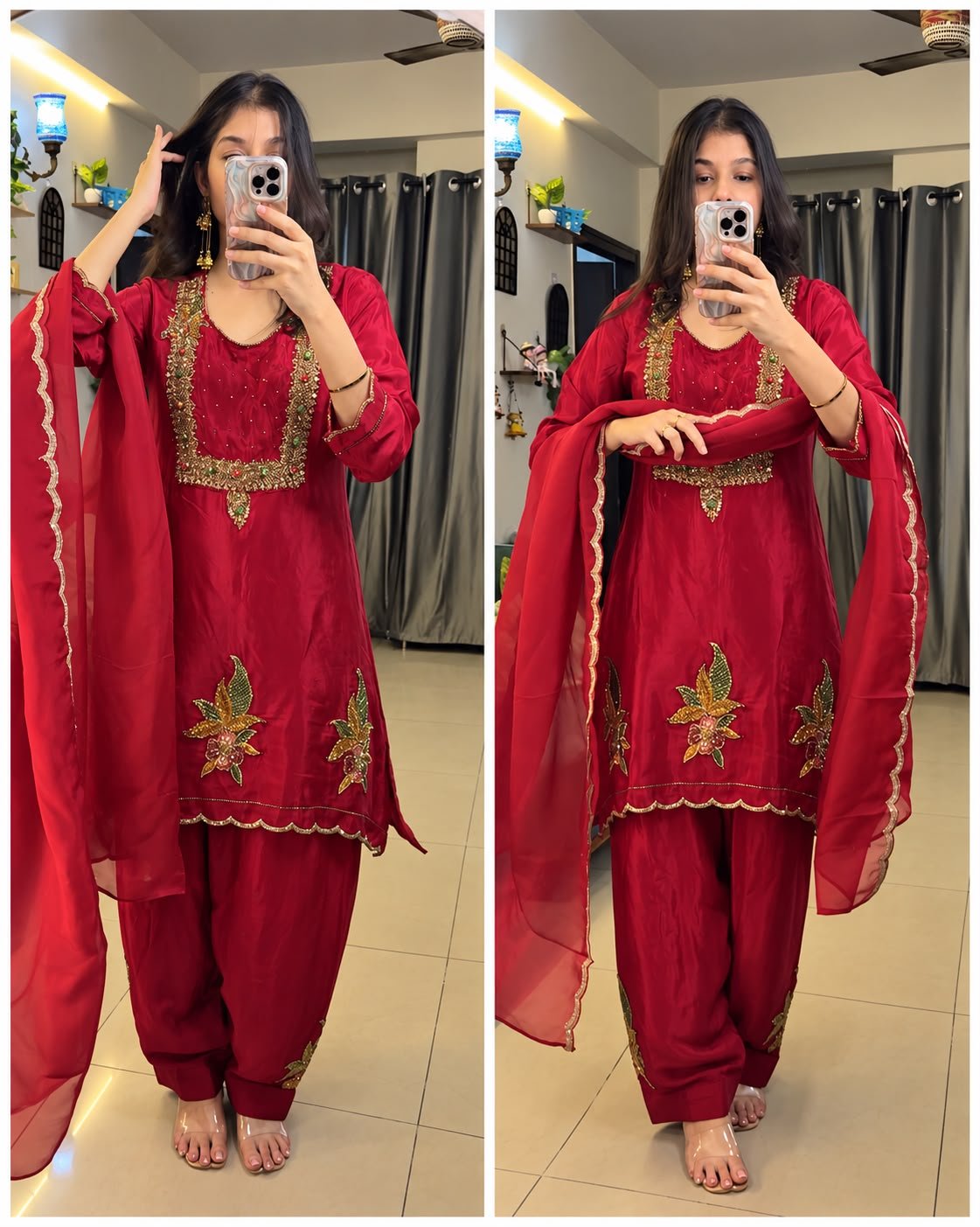 WhatsApp Image 2026-10-20 at 19.31.11 Gulnaar Royal Handwork Farshi Suit Set - Image 1