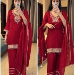Mehr Crimson Crepe Suit Set