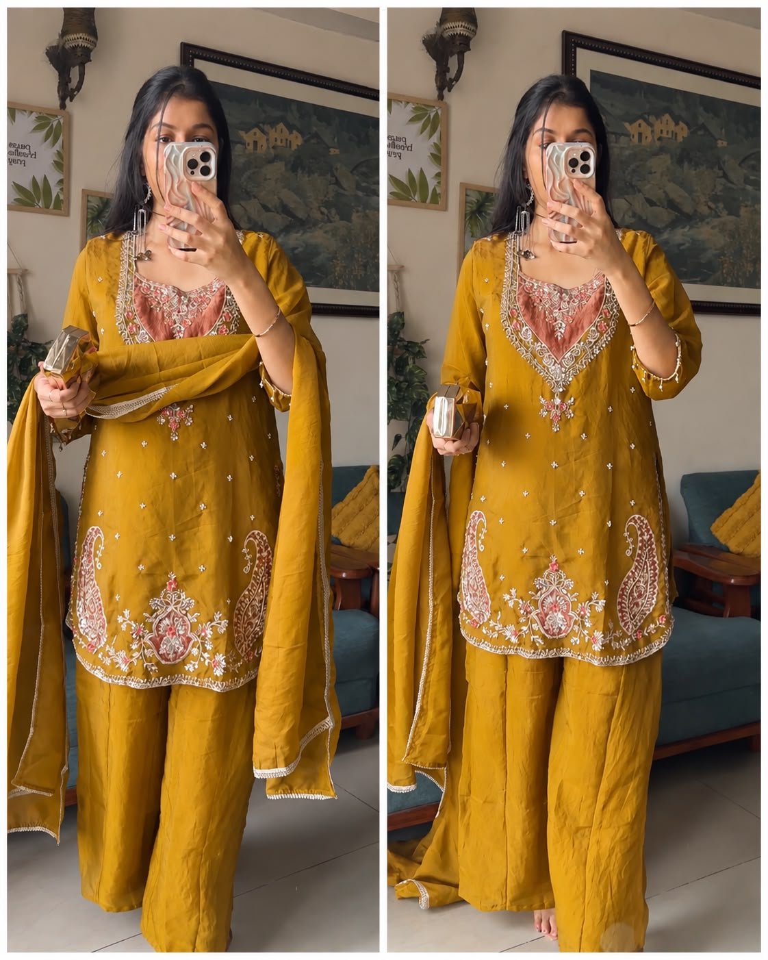 WhatsApp Image 2026-10-24 at 11.24.47 ZARIYA – DUAL-TONE METALLIC CRUSHED TISSUE 3-PIECE SET - MUSTARD - Image 1