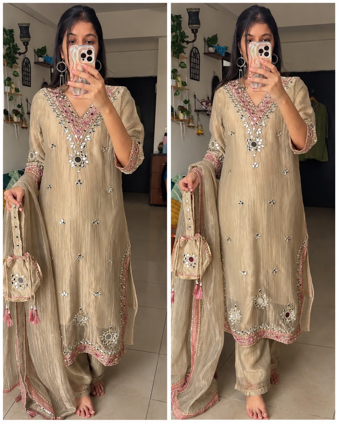WhatsApp Image 2026-10-24 at 19.08.52 Zohra Mirror Work Suit- chikoo - Image 1