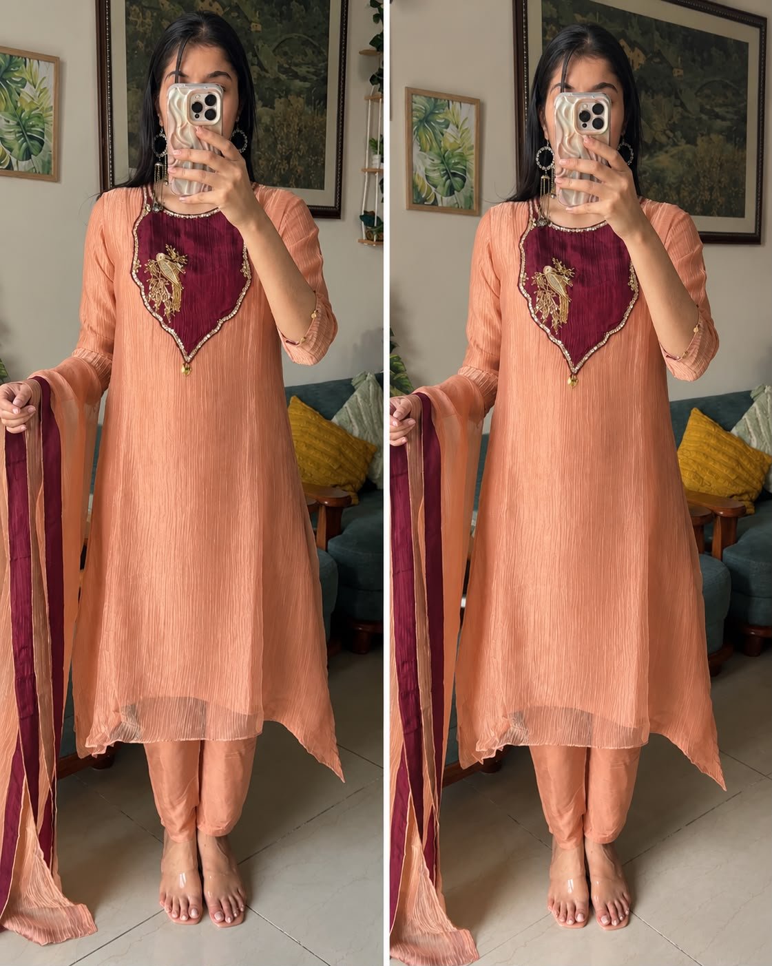 WhatsApp Image 2026-10-26 at 19.19.25 Meherbaan Peach Handwork Suit Set - Image 1