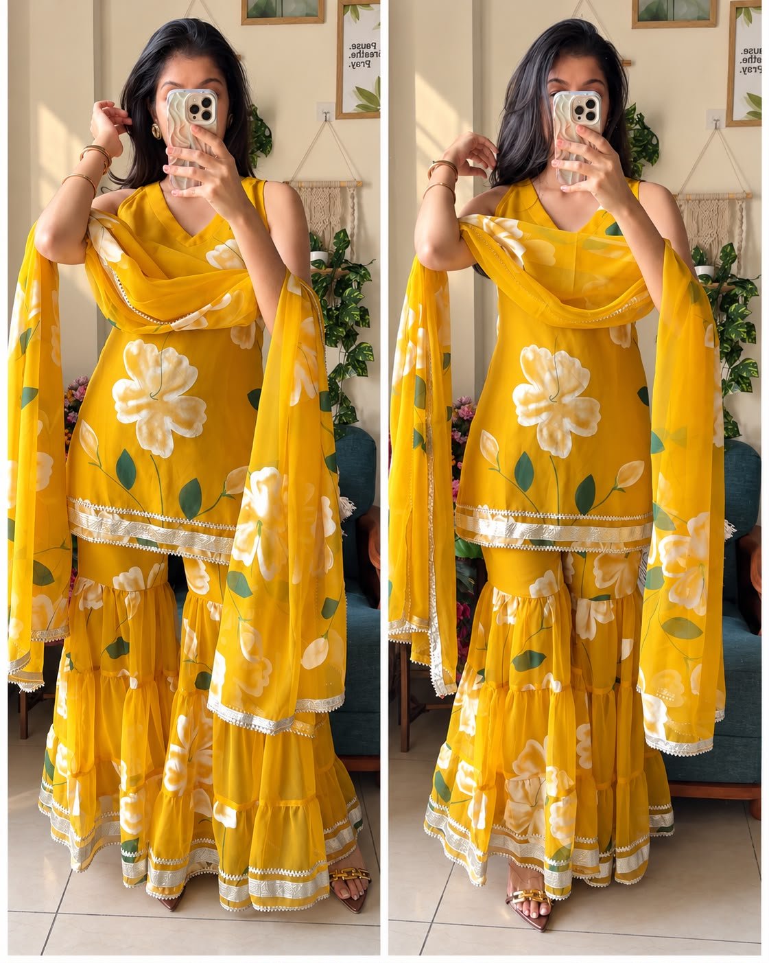 WhatsApp Image 2026-10-28 at 19.58.55 Sunehri Bloom Short sharara set - Image 1